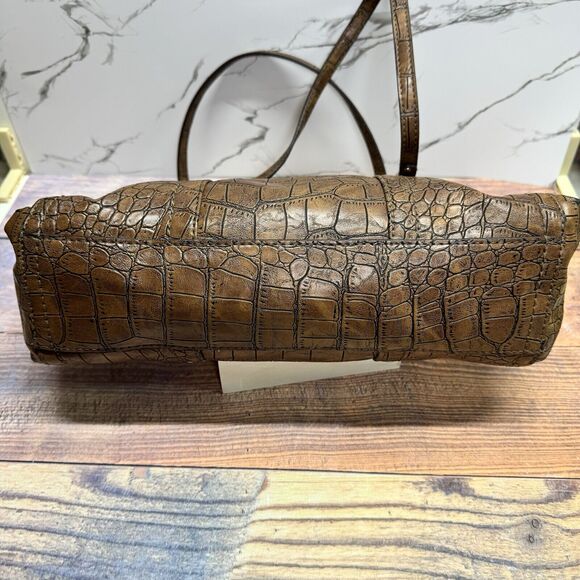 Relic Faux Alligator Shoulder Handbag Purse Brown Double Handle - Picture 9 of 16